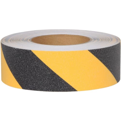 Anti-Slip Grit Tape Rolls, 2 in W x 60 ft Long, Black and Yellow